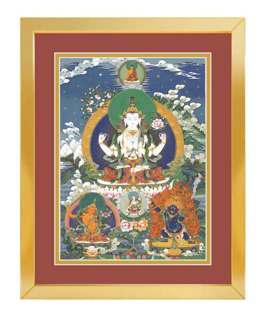 Thangka - Four-armed Avalokitesvara唐卡-四臂观音像