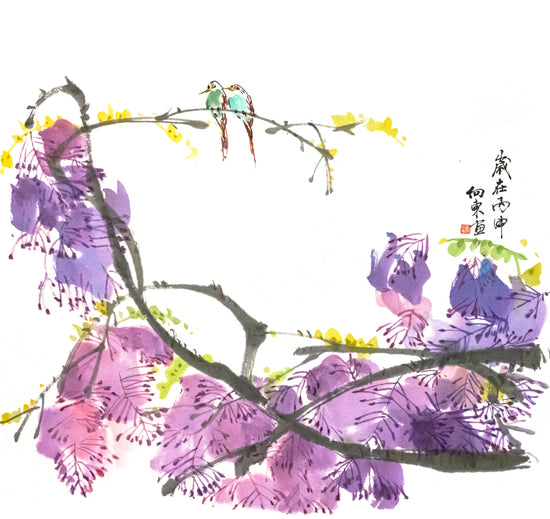翠鸟立花枝 Kingfisher With Flower Branches